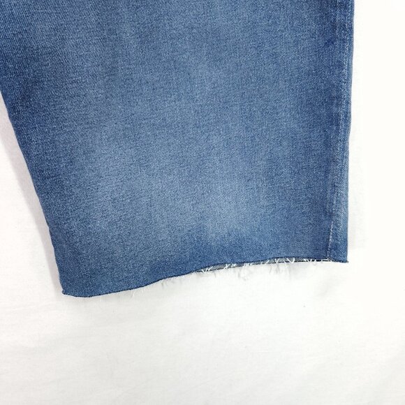 Lauren Ralph Lauren Cropped Jeans Women's Pants 20W Ombre Blue Wide Leg Raw Hem - Picture 15 of 16